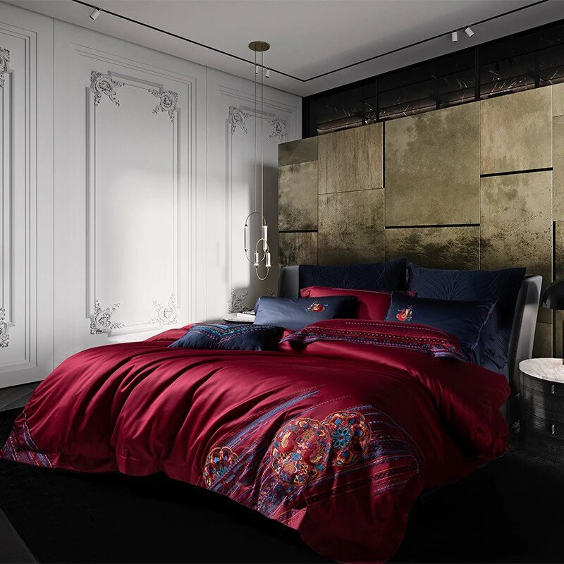 Parure de lit Bourgogne Parure de lit Queen Size 4 pièces 200 X 230 cm